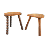 2 vintage tripod stools