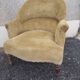 Antique Napoleon III crab chair in patinated mustard velvet.