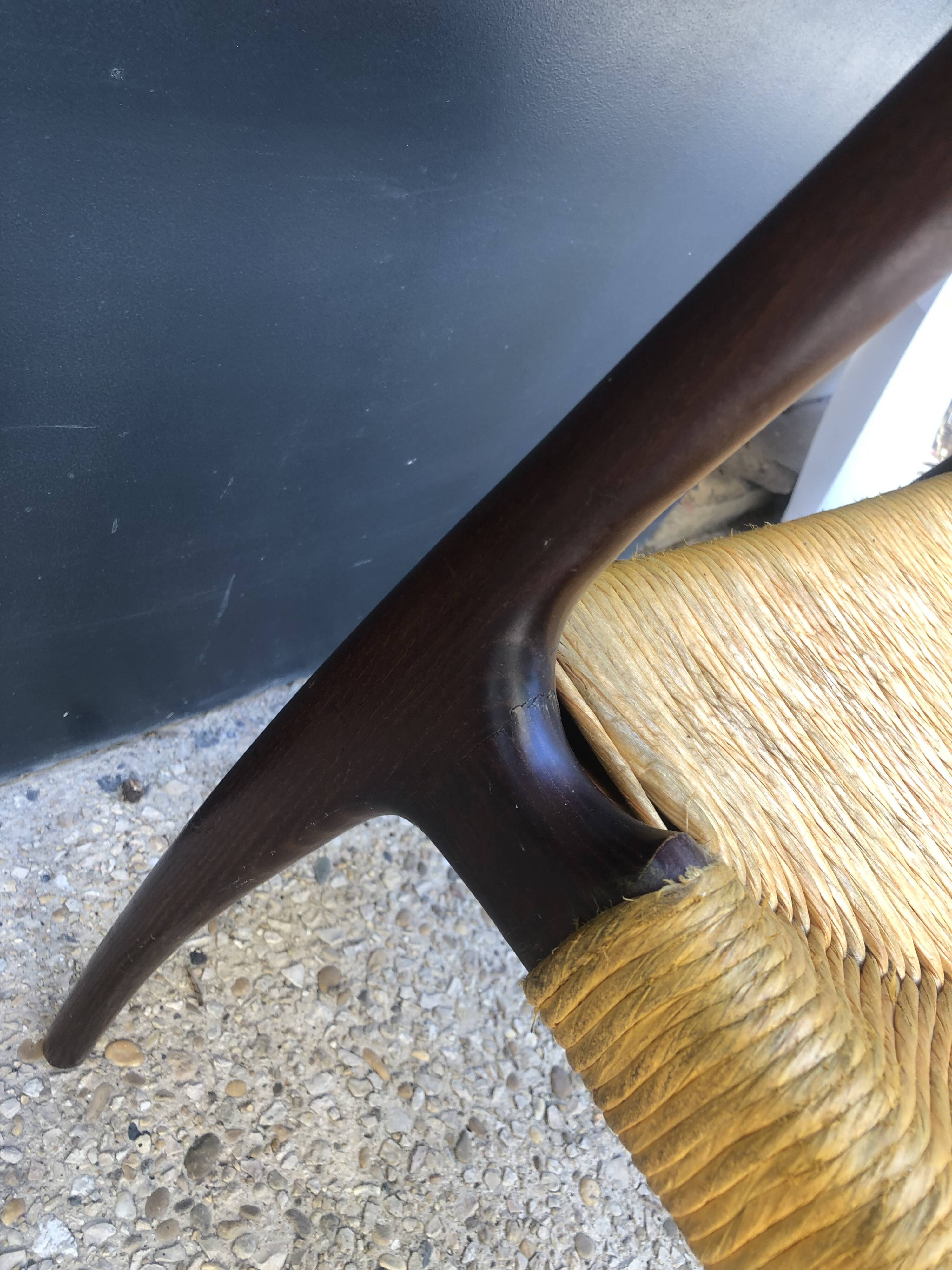 4 beautiful Scandinavian wood and straw chairs