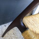 4 beautiful Scandinavian wood and straw chairs