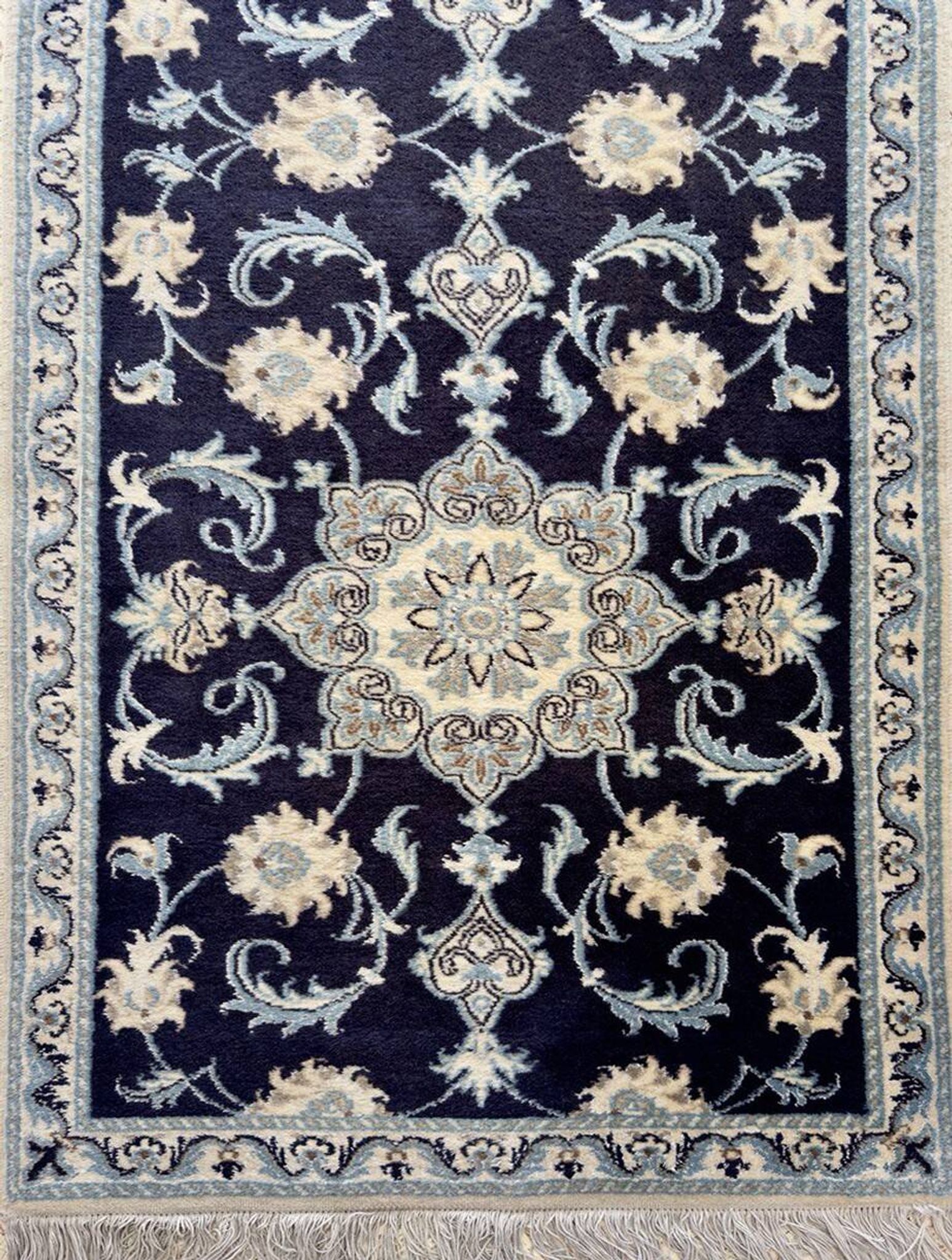 Oriental Rug Iran Nain Wool and Silk: 0.77 X 2.94 Meters