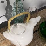 Teapot in the shape of a duck in white ceramic 1960 vintage