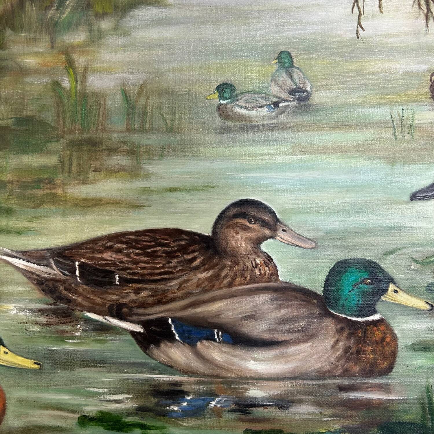 Painting of ducks in autumn