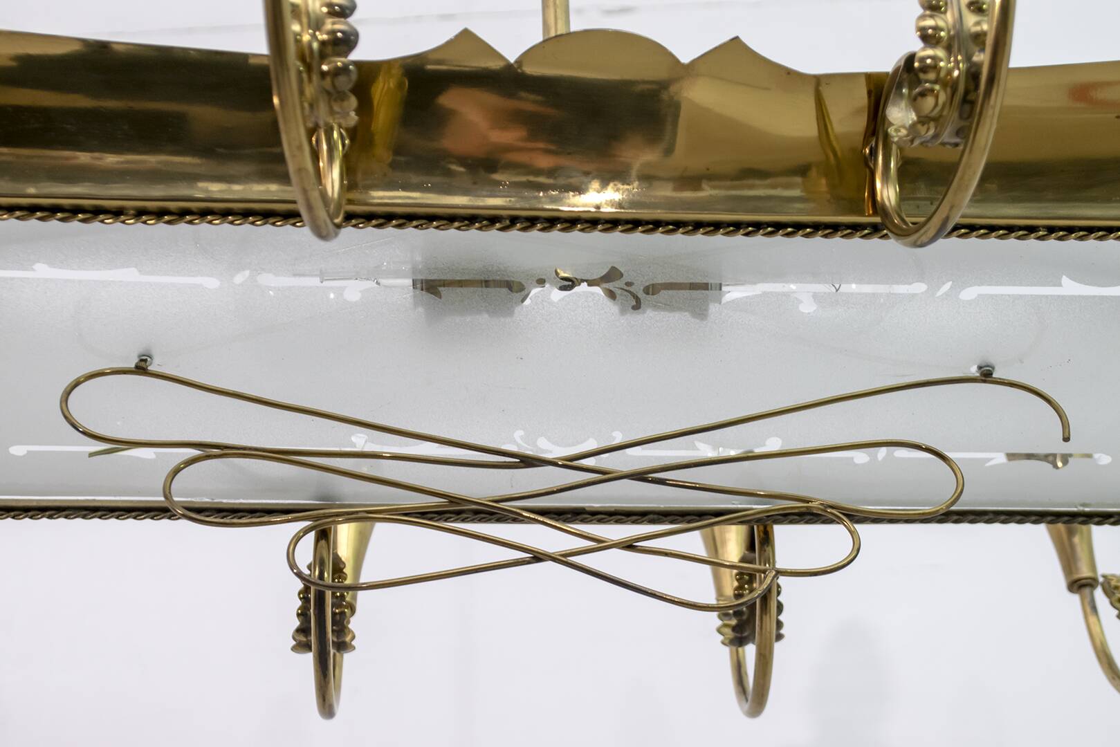 After Pietro Chiesa Italian Brass 12 Lights Candelier Fontana Arte