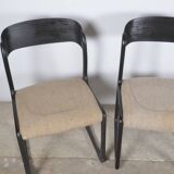 Lot de 3 chaises traineau noir Baumann