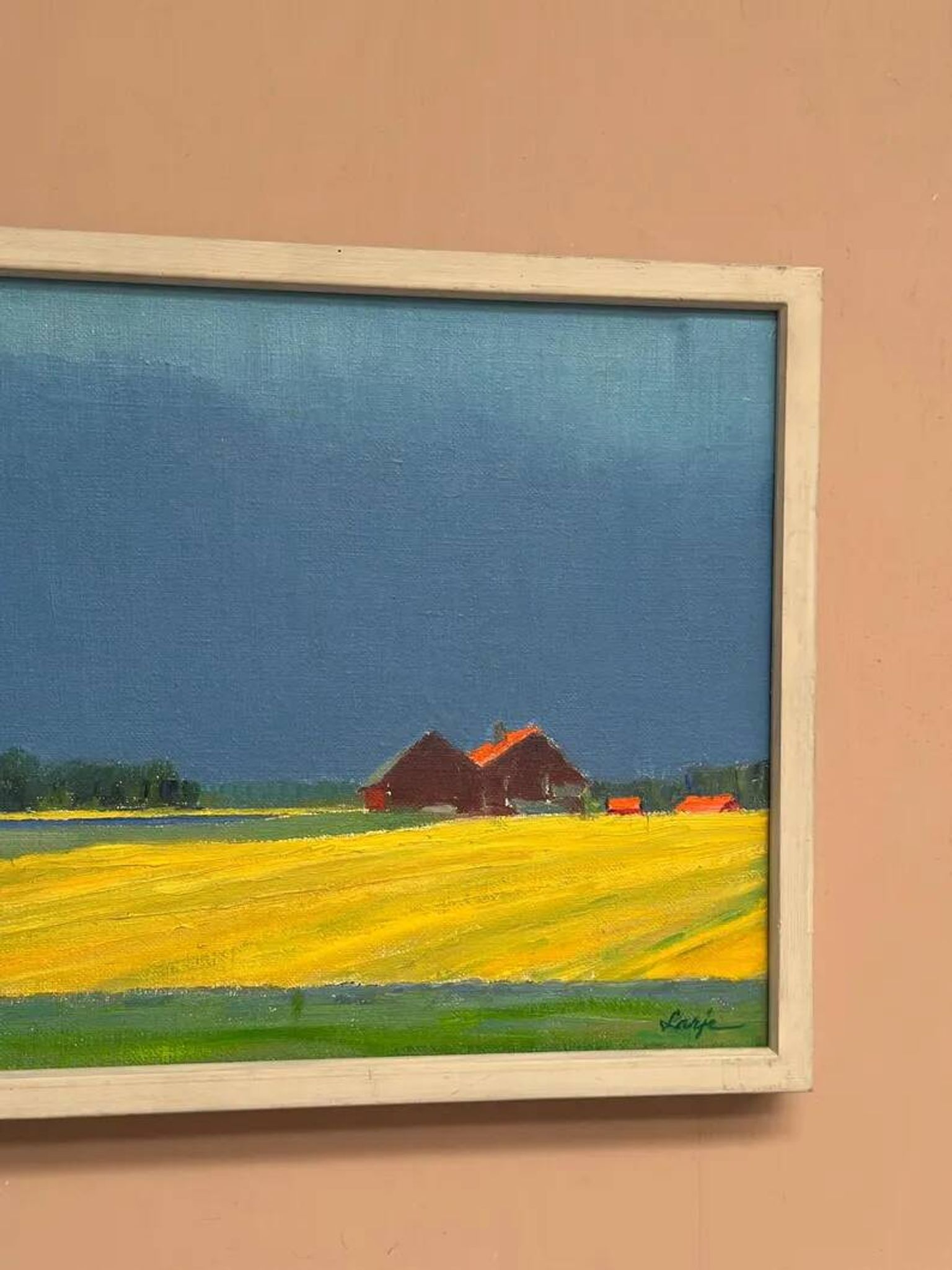 Original Swedish Oil on Canvas – "Approaching Storm" by Astrid Larje – Signed – Vintage and Framed – 43 × 30 cm (16.9" × 11.8")