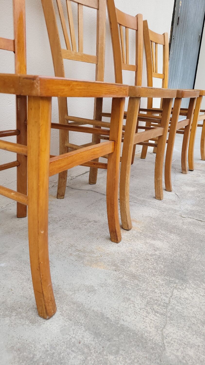 Series of 4 chairs of bistrot restaurant old 1950