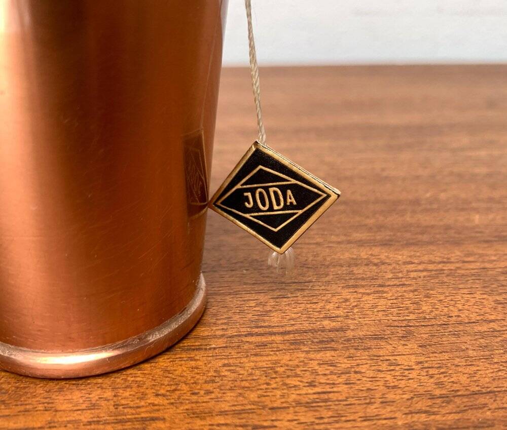 Carafe Vase Cooper and Teak German Mid-Century, 1950s