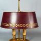 Lampe bouillote style Empire bronze doré abat-jour métal bordeaux C548