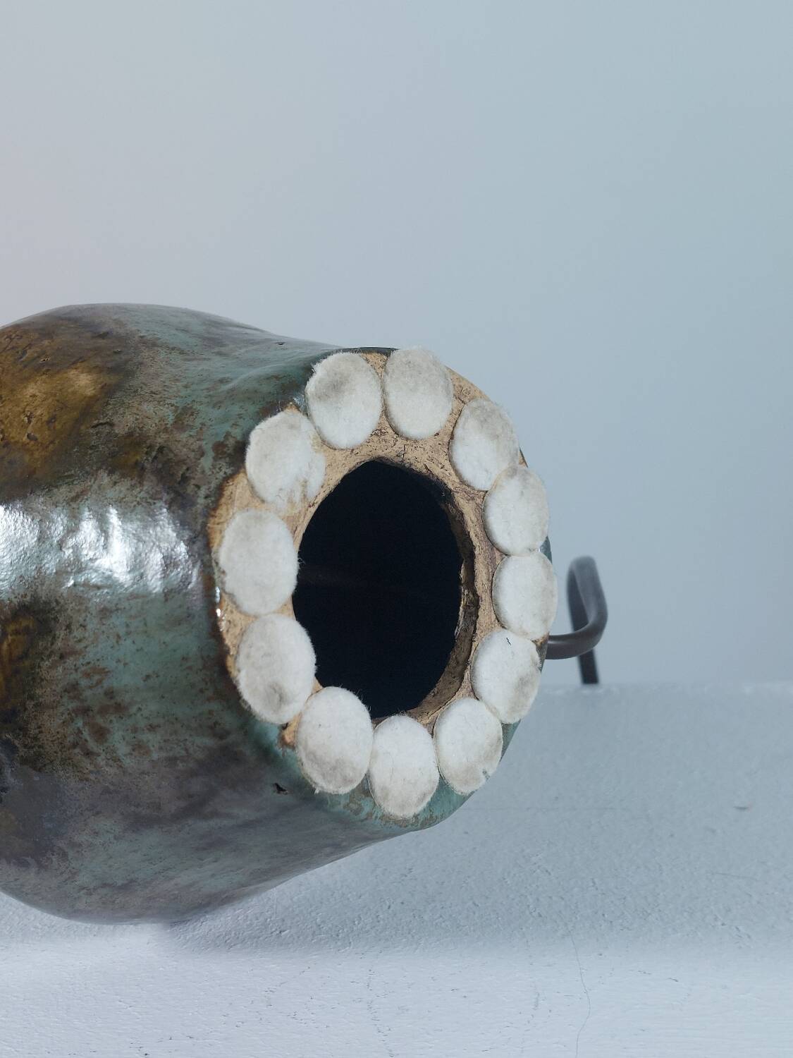 Lampe de table en céramique artisanale vintage du milieu du siècle