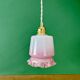 Suspension globe vintage en opaline blanche et rose
