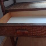 Coiffeuse en rotin avec son tabouret