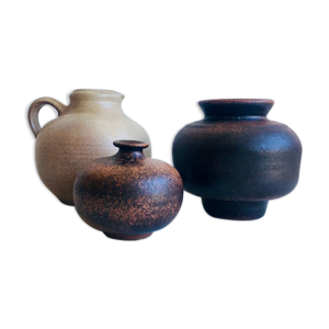 Ensemble de 3 vases en céramique allemands, années 1970