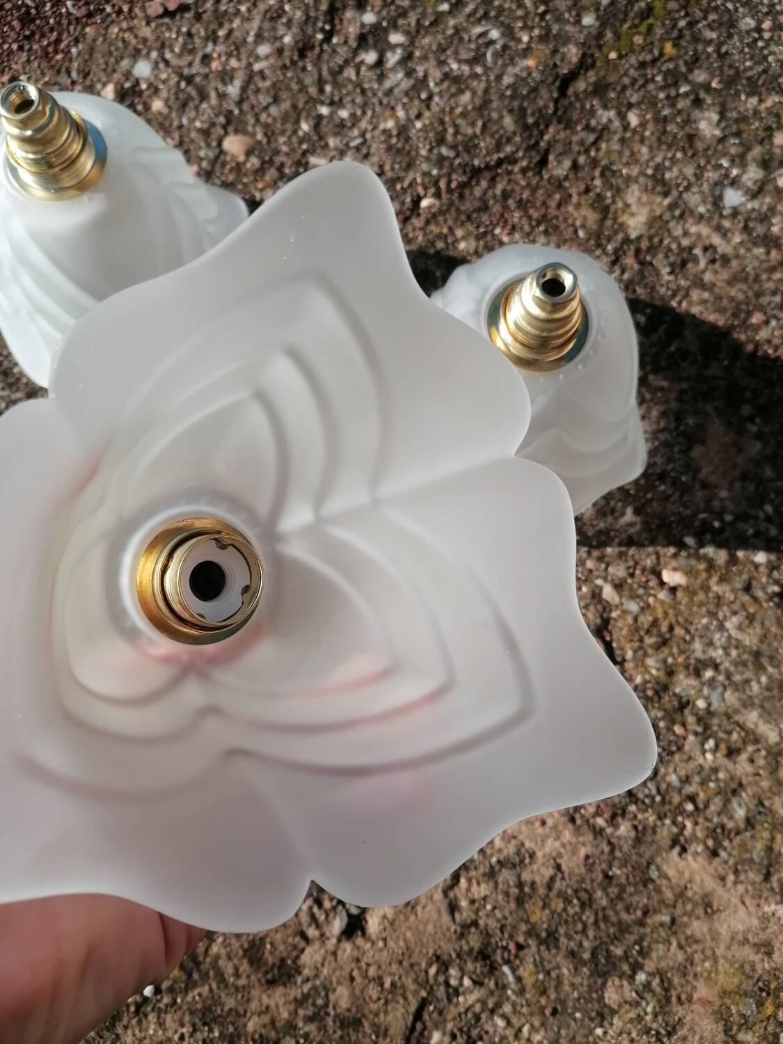 Set of 3 Art Deco tulip hanging lamps