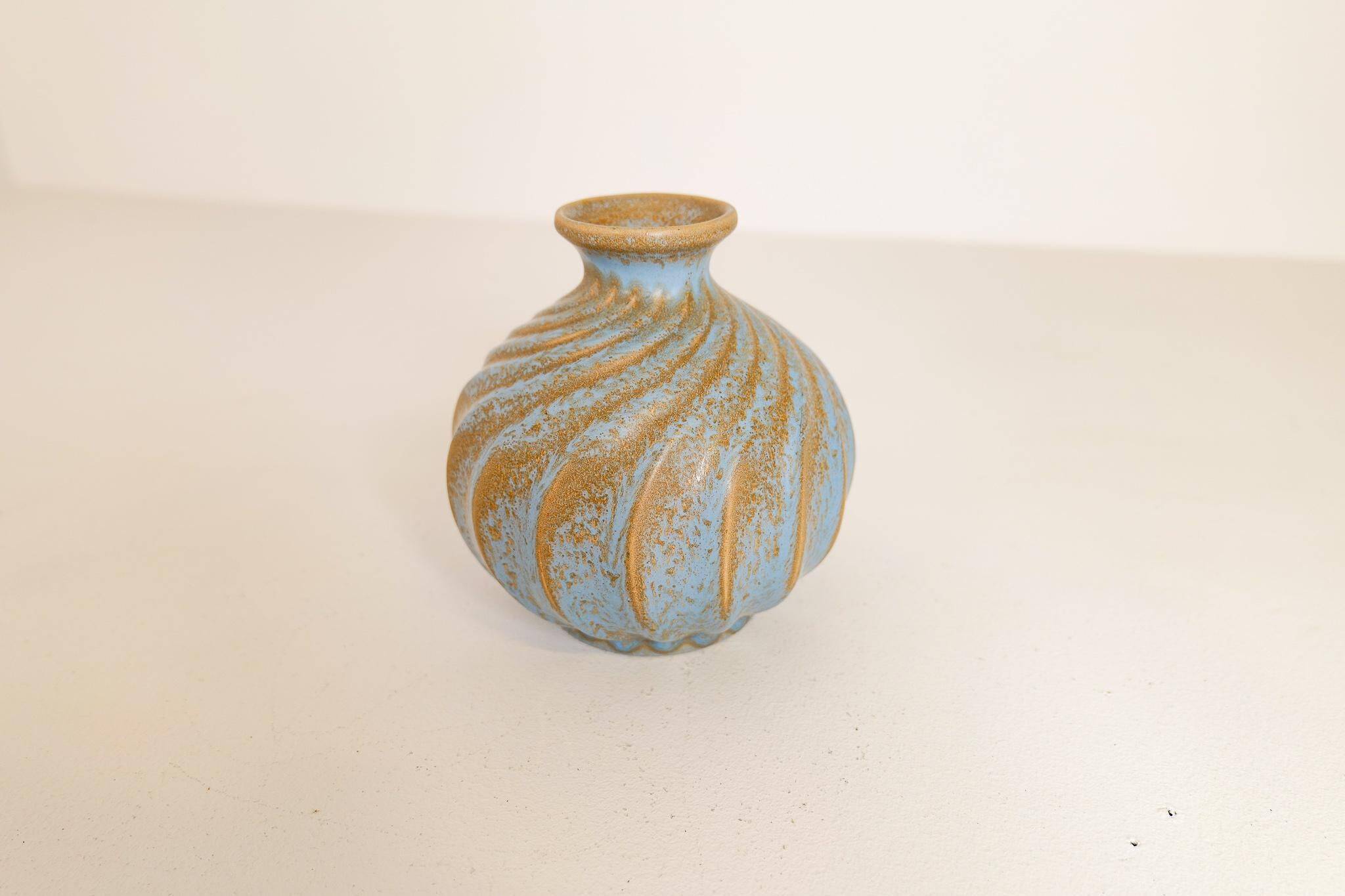 Paire de vases en céramique "Turkos" de style milieu du siècle, Ewald Dahlskog, Bo Fajans, Suède