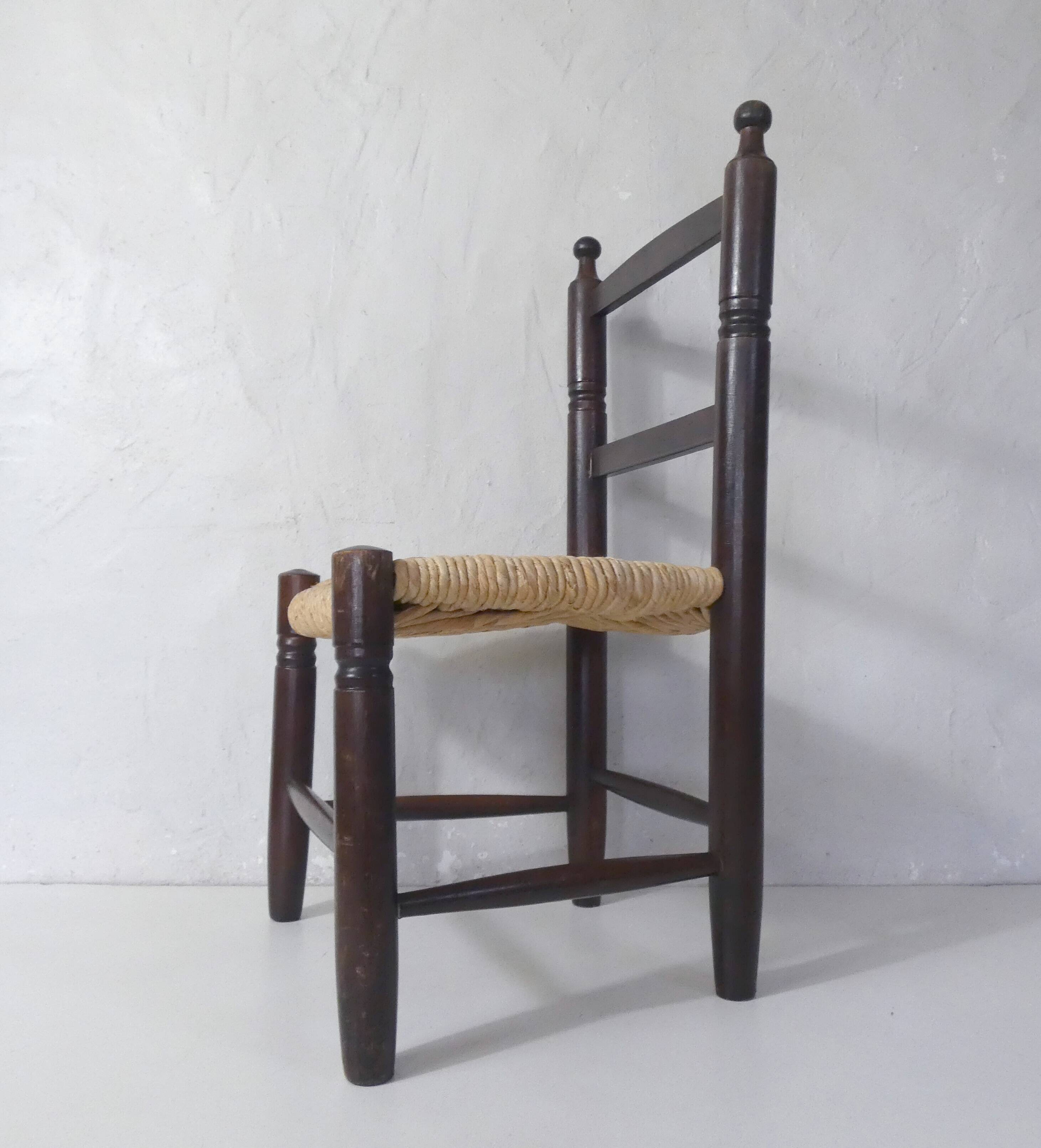 old wooden straw chair for children