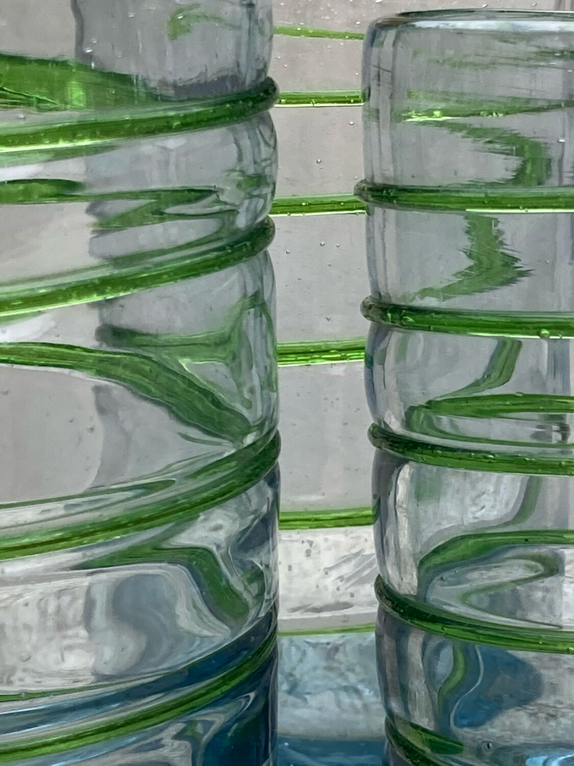Set of 3 blown glasses