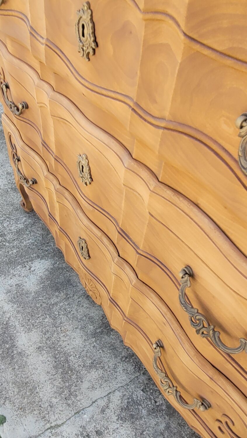 Louis xv style chest of drawers in pickled cherry