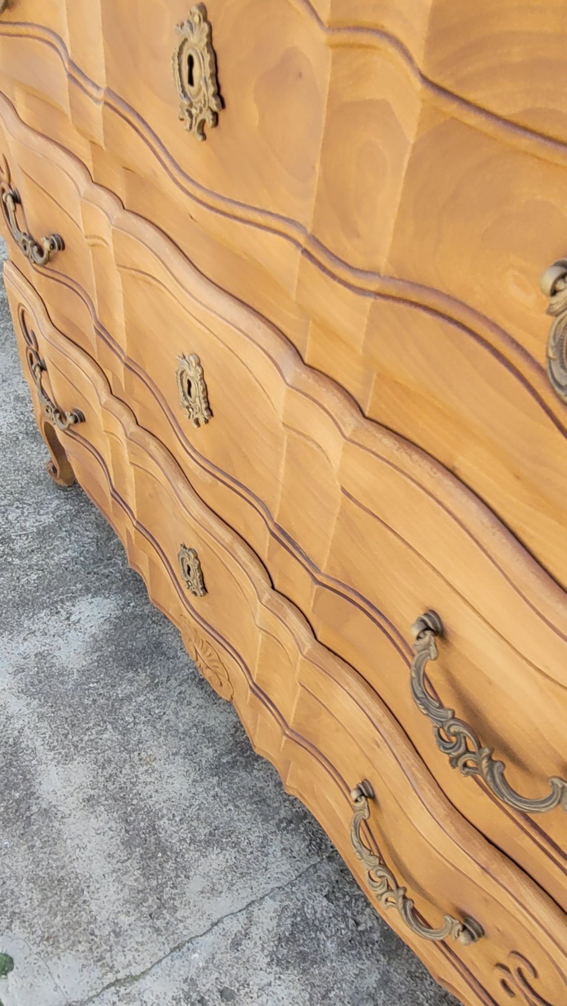 Louis xv style chest of drawers in pickled cherry