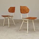 Pair of chairs ex Czechoslovakia TON Thonet White and waxed wood