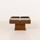 Italian vintage coffee table with bar compartment, walnut and glass, 1970s