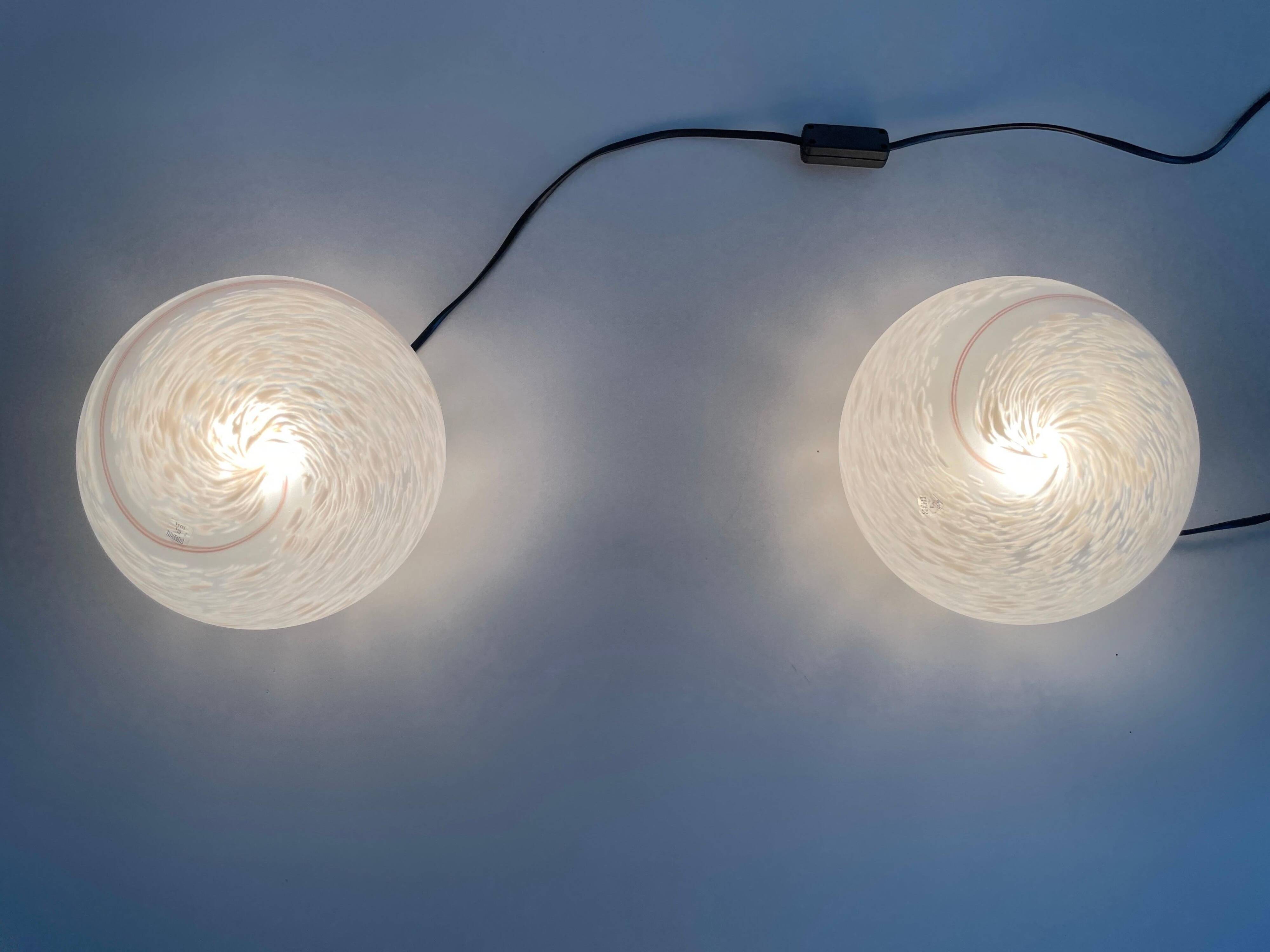 Pair of mid-century glass table lamps by Vetri Murano, 1960s, Italy.