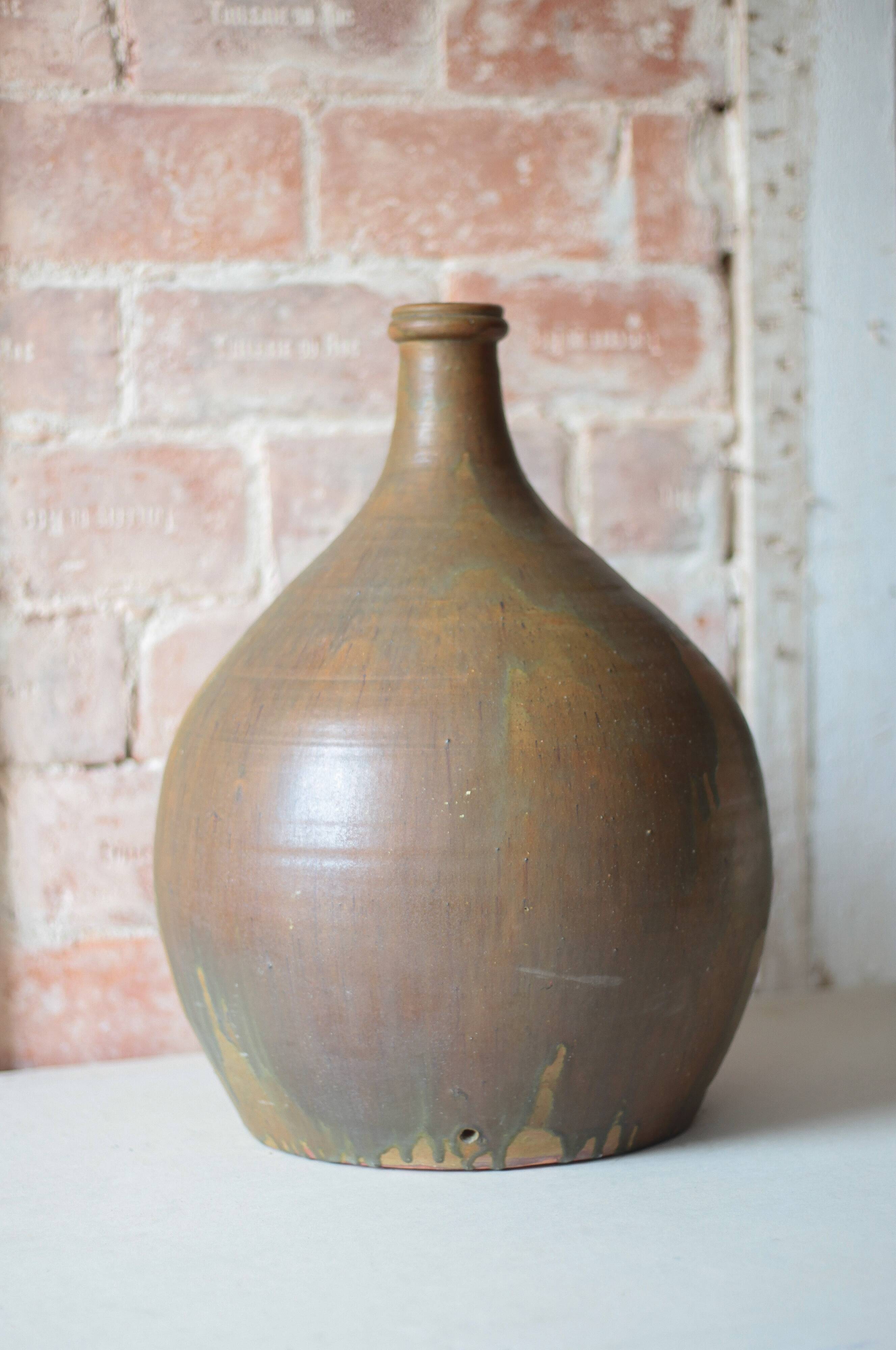 Large vintage ceramic jar, lamp, demijohn, lady-jeanne, bottle.