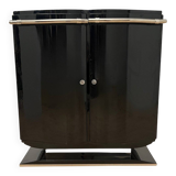 French Art Deco Bar Sideboard in Black Lacquer and Chrome, 1930