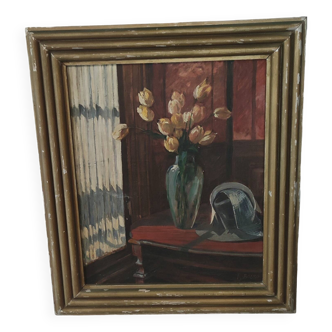 Old oil on canvas signed