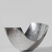 Polished Aluminum Asymmetric Contemporary Deep Bowl, Large