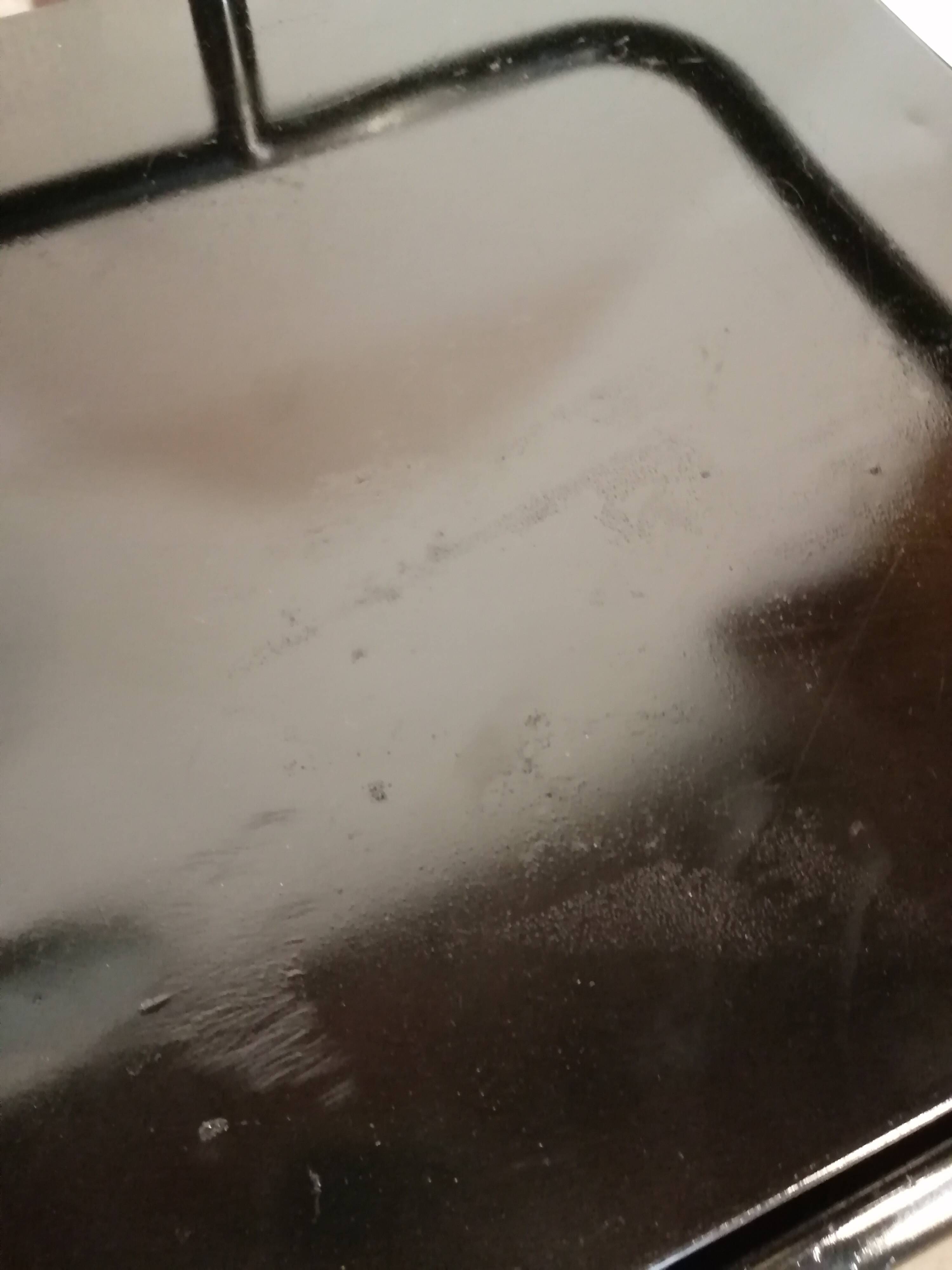 Black hospital/internment bedside table, all metal, compass legs, 1940s industrial.