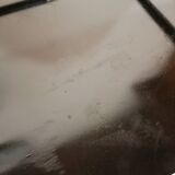 Black hospital/internment bedside table, all metal, compass legs, 1940s industrial.