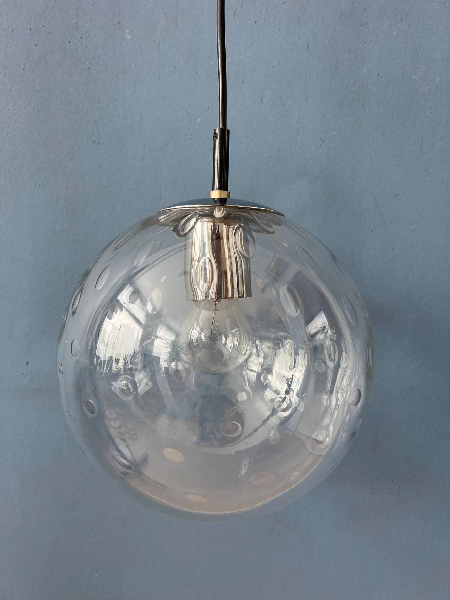 Suspension vintage en verre grainé Raak