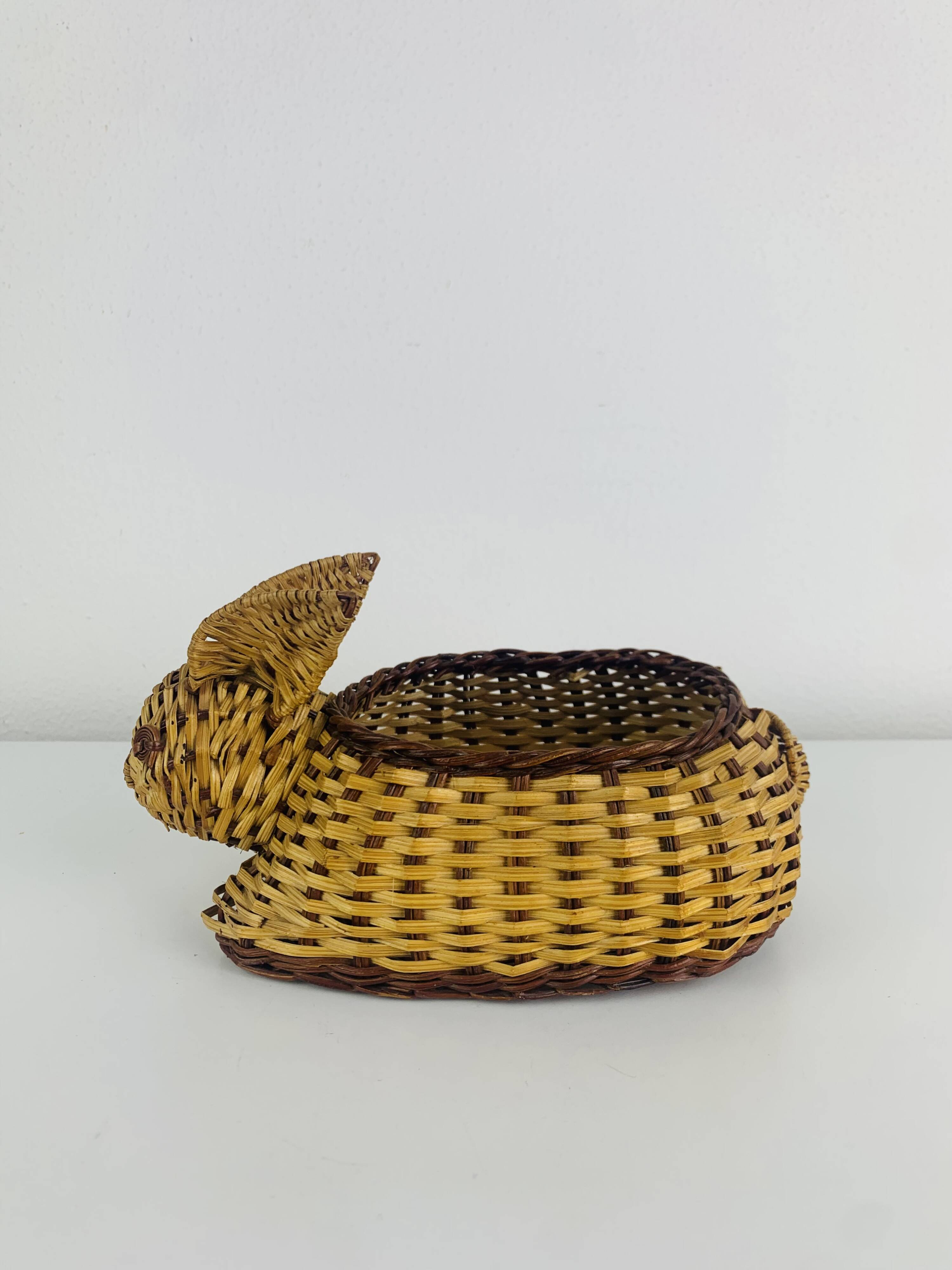 Vintage wicker rabbit basket