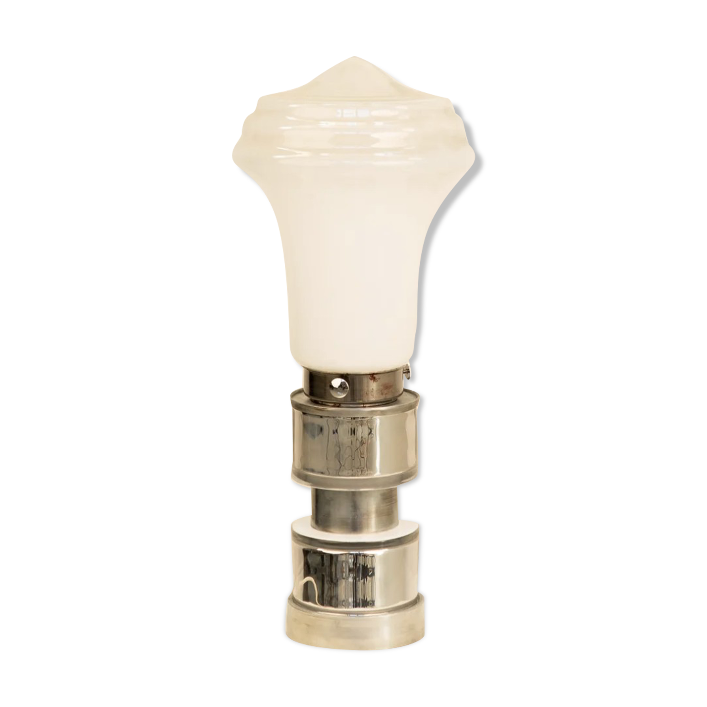 Italian lamp in metal & opaque glass 70's