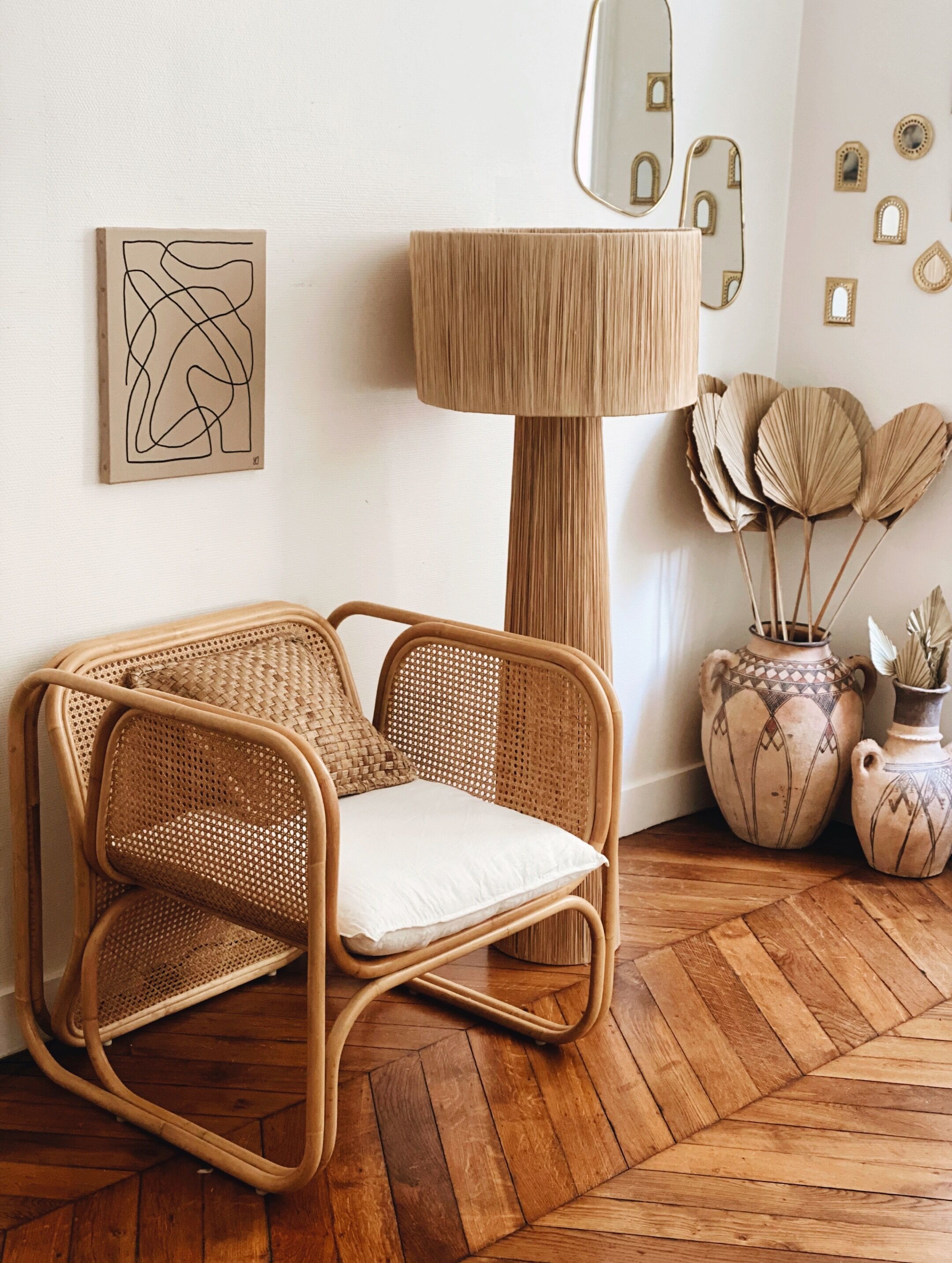 Bahia floor lamp minimalist design raffia