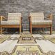 Pair of vintage scandinavian armchairs 1970 scottish fabric