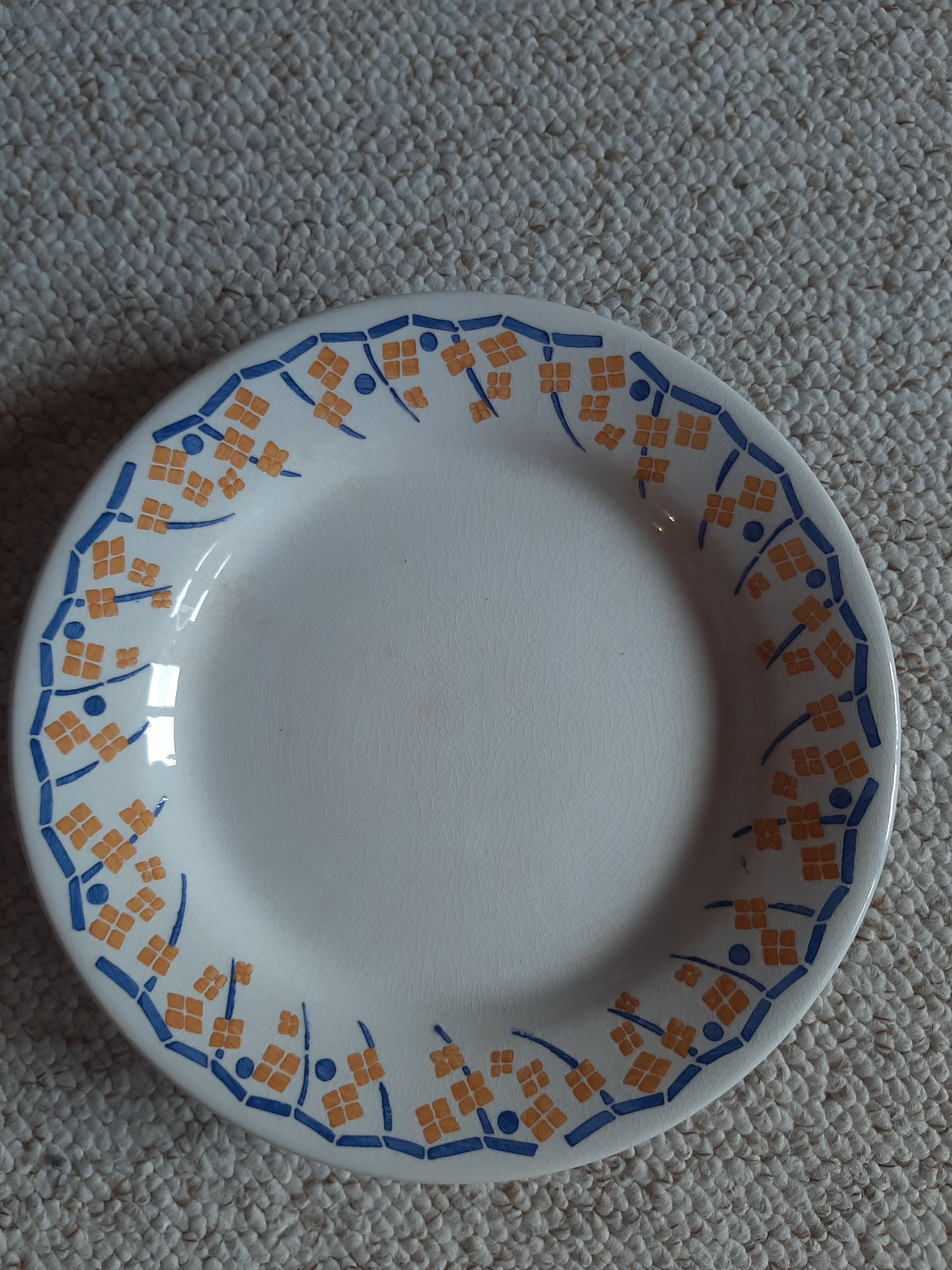 Compotier - piedouche - cake dish - ceramic hb cm - yellow and royal blue