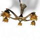 5 arms Art Deco / Art Nouveau / brass hanging lamp / Hand blown floral shades