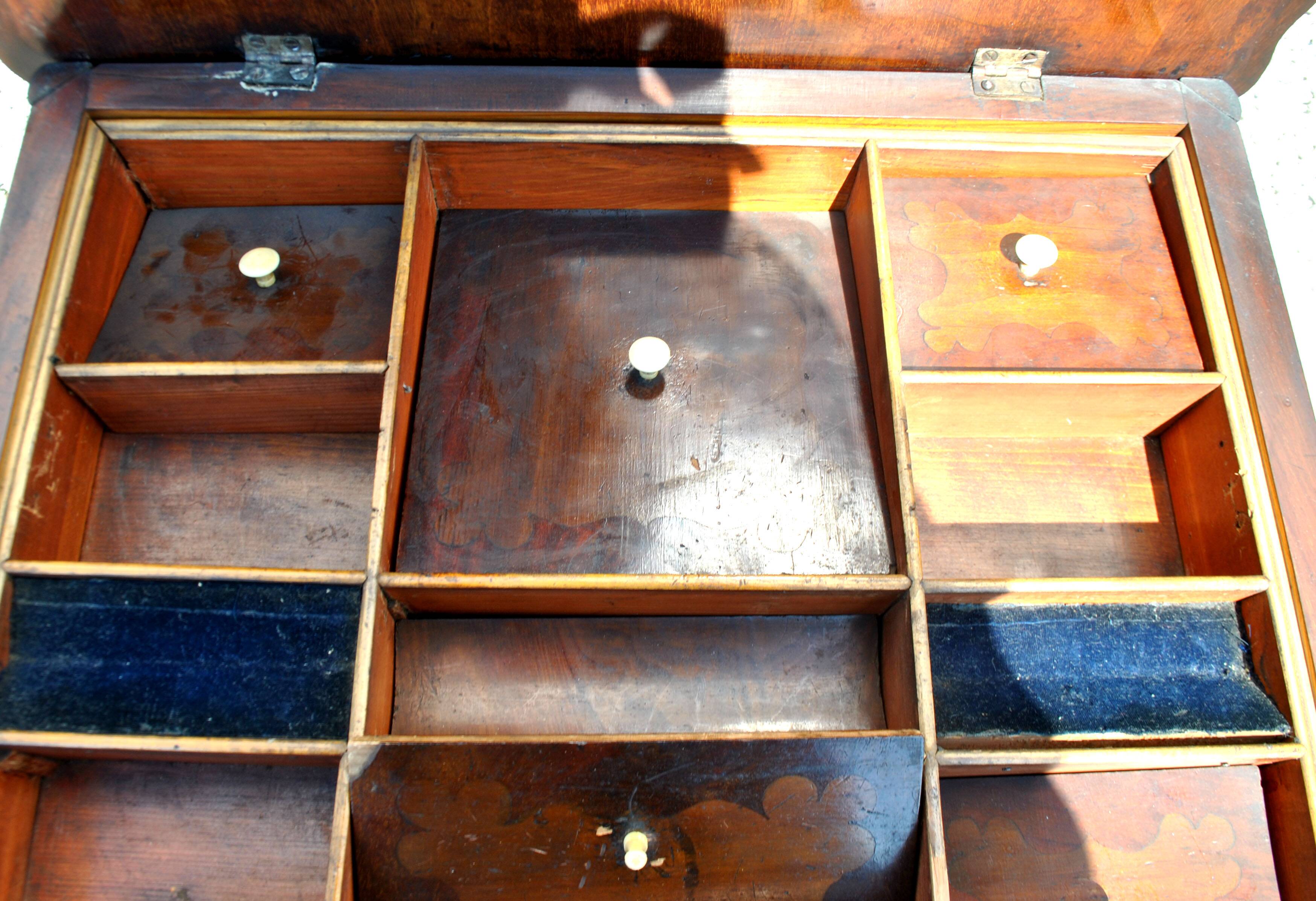 Napoleon III wooden compartment work cabinet Jewelry box