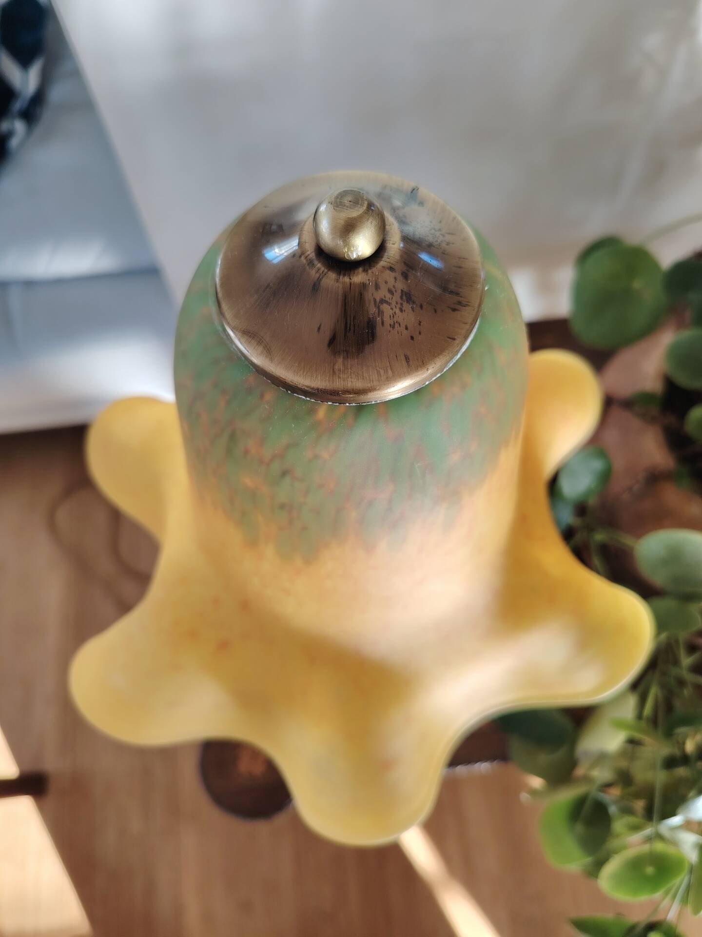 Yellow glass paste mushroom lamp, Art Nouveau style, V. Gifts