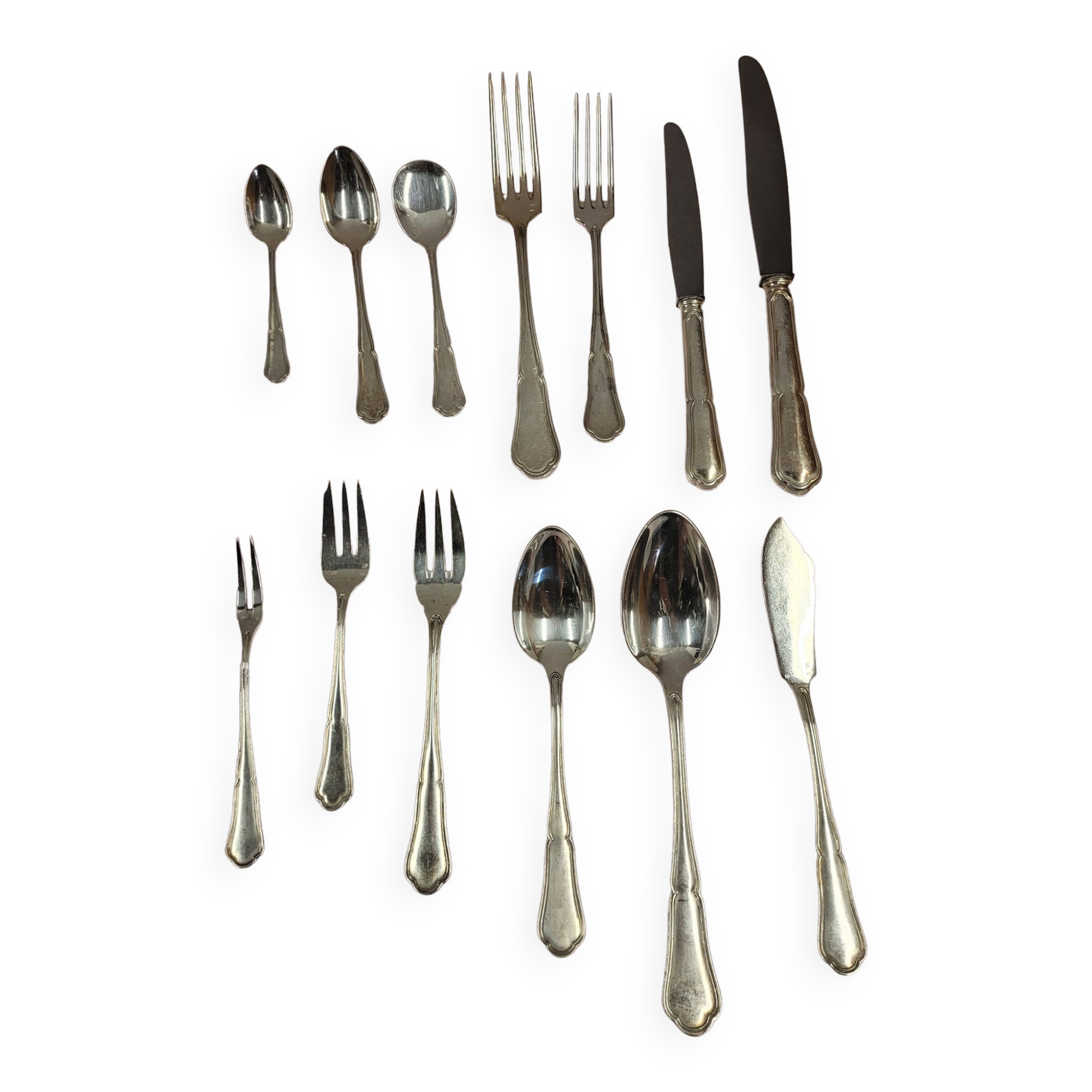 Cutlery set 170 pieces in silver metal goldsmith Chrysalia