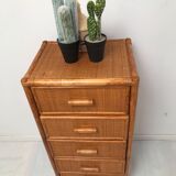 Vintage bamboo chest of drawers from the 60s and 70s