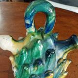 Antique glazed terracotta jug from Seminara Calabria, signed Ditto