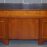 Vintage satin wood partner desk with leather top.