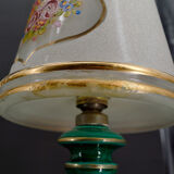 Paire de lampes en faïence verte et dorée, circa 1940