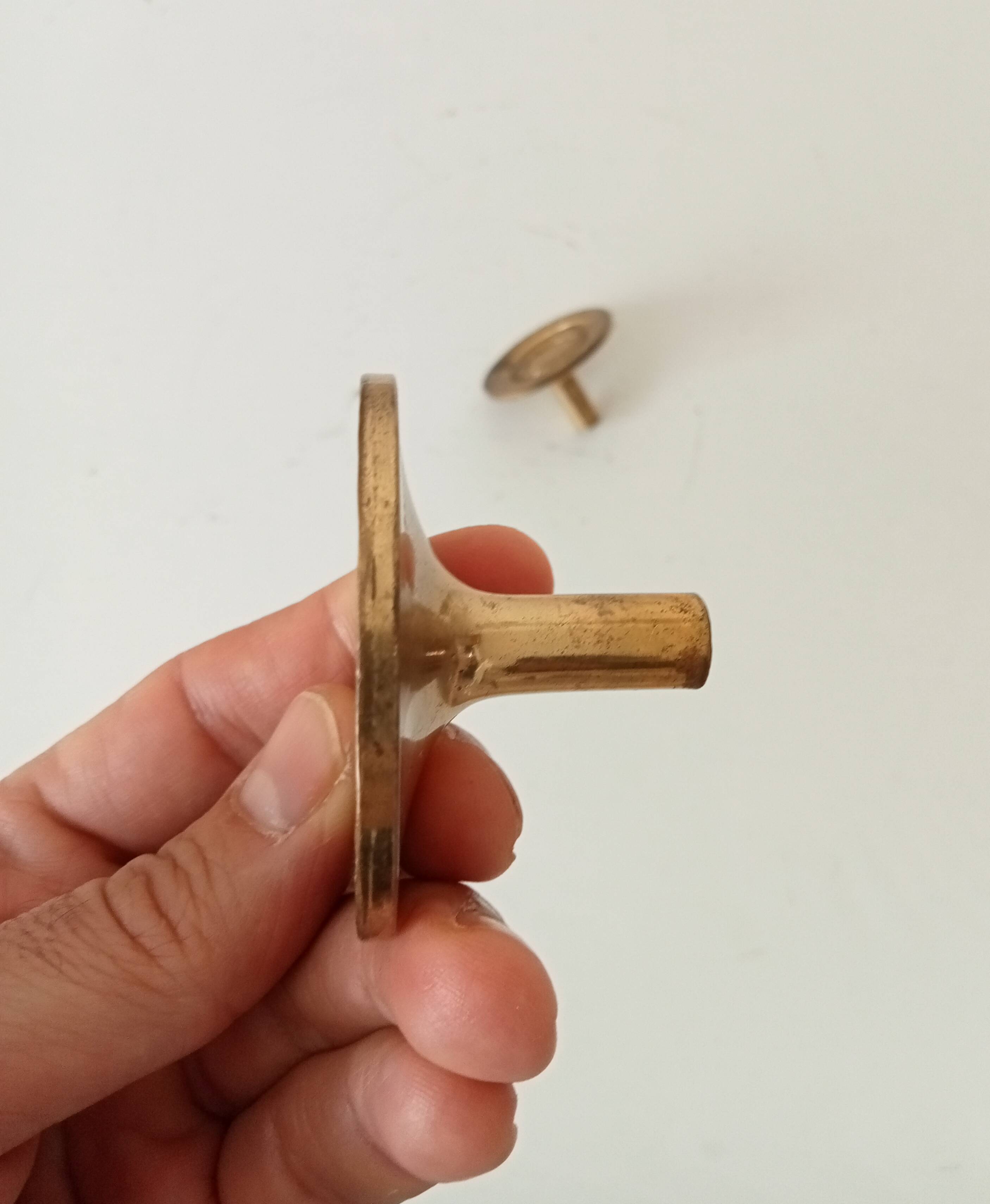 Antique Empire-style furniture handle in solid gilded bronze.