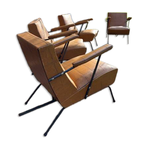 4 fauteuils en simili - cuir