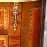 Pair of louis xv/louis xvi transition style marquetry bedside or living room tables