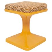 Tabouret fleurs jaune moutarde milieu du siècle, Pologne, années 1970